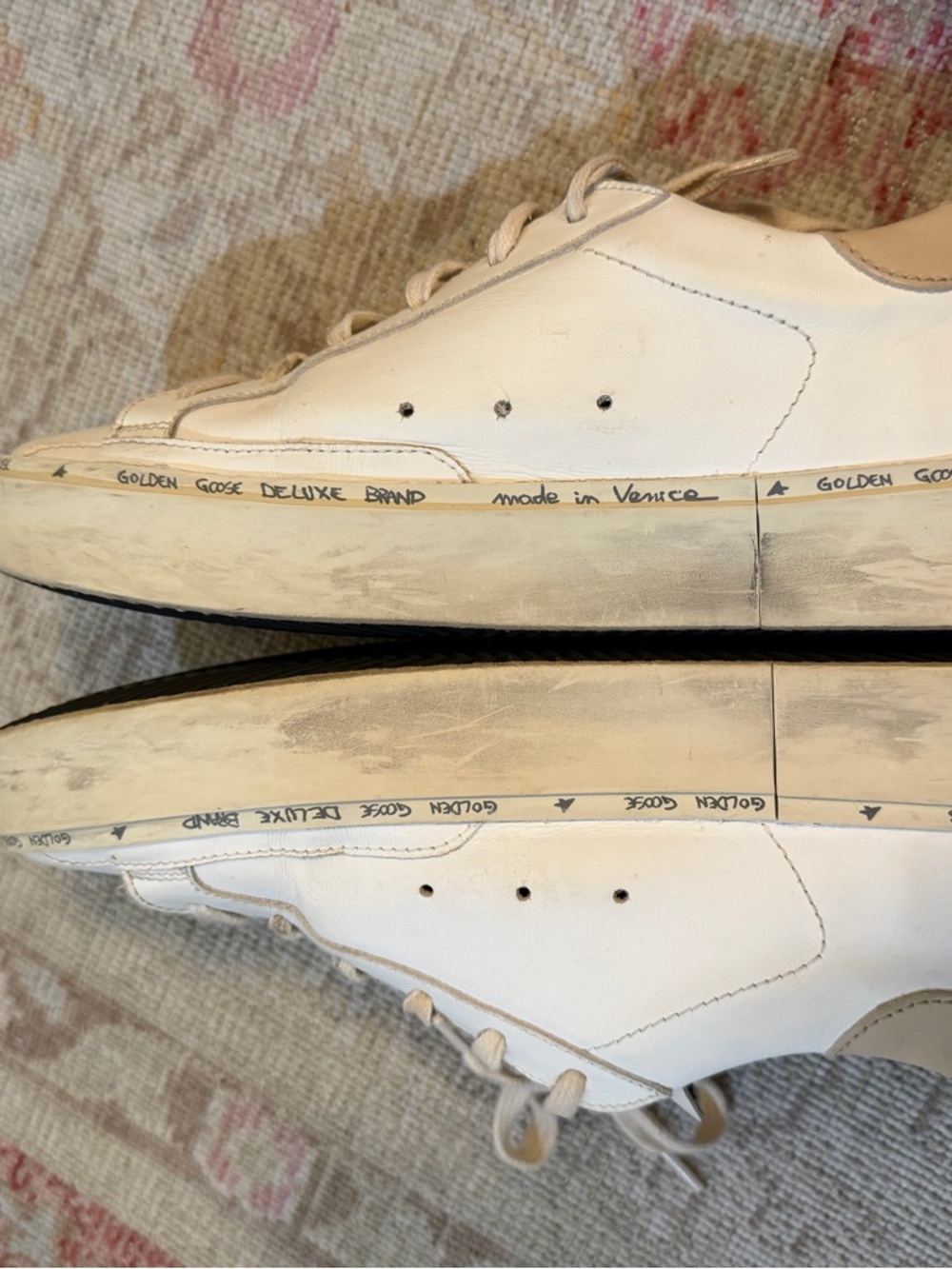 Golden Goose White Leather Sneakers with Gold Glitter Star - Picture 2 of 4
